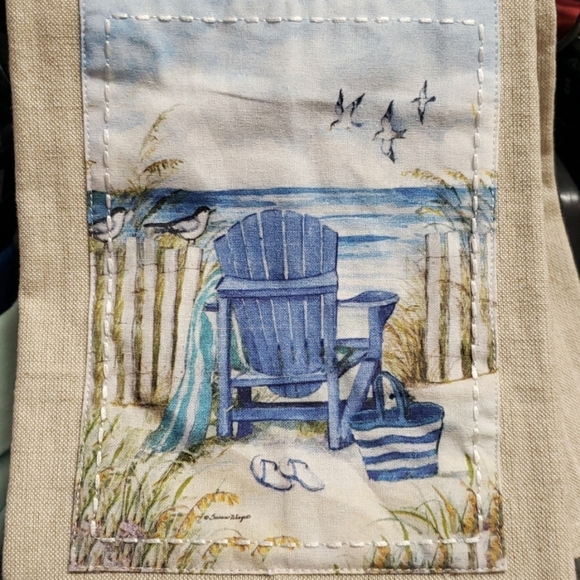 Brownlow Gifts "Beach Chair" by Susan Winget Blue Ruffled Trim 100% Cotton Towel - Picture 2 of 8